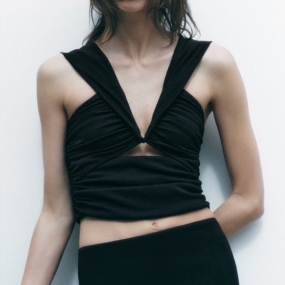 Zara NWT Cut Out Draped Top